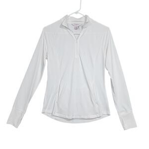 Tommy Bahama Golf Shirt Top 1/4 Zip Long Sleeve Ivory Size Small